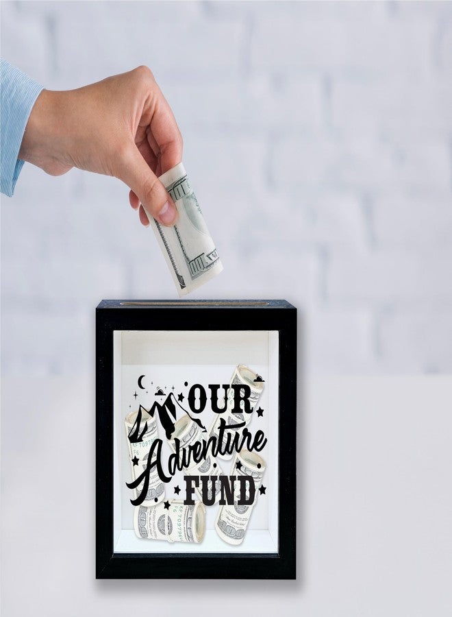 Mueddur Adventure Fund Black Shadow Box Frame, Honeymoon Fund Box with Slot, Mountain Themed Travel Memory Box, Adventure Archive Box Gifts, Decorative Wooden Money Savings, Wedding Gifts for Newlyweds -03 - Image 4